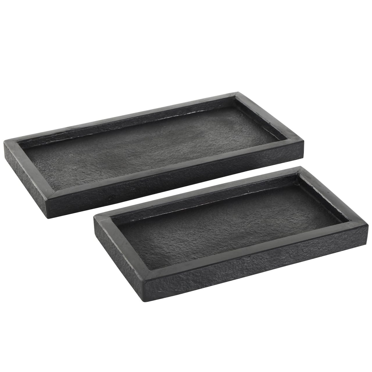 Black Marble Minimalistic Slim Textured Trays, 2ct.